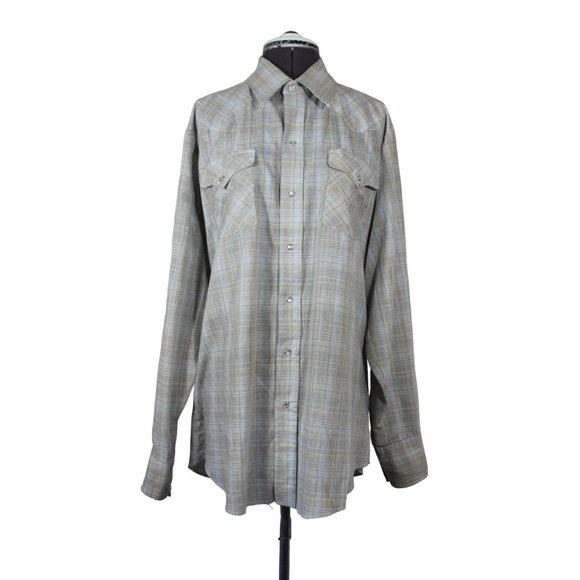 Panhandle Slim men's permanent press plaid Western cowboy pearl snap shirt XXL - Picture 2 of 13